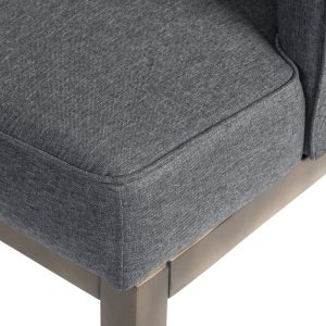 grey fabric accent chair close up