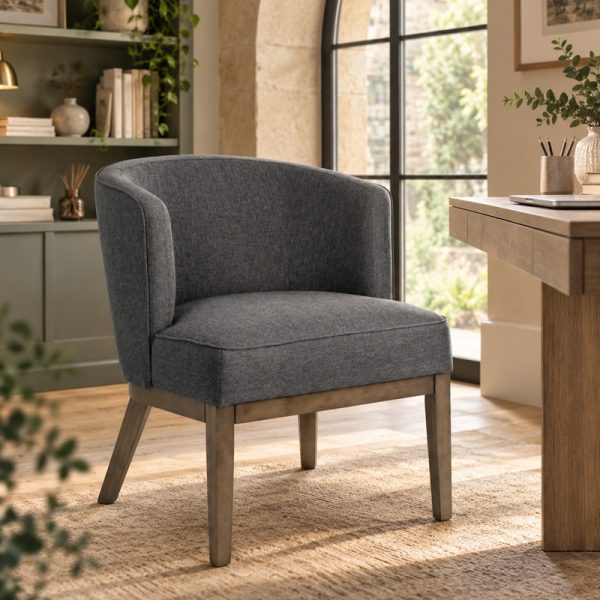 grey fabric accent chair
