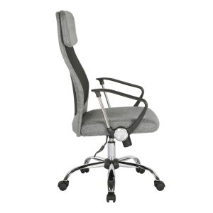 grey mesh back office chair side view