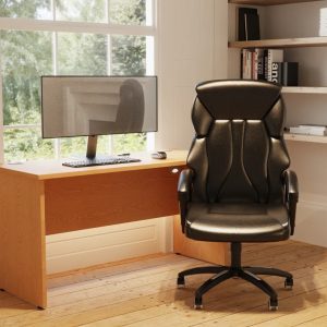 leather executive chair in office in front of office desk