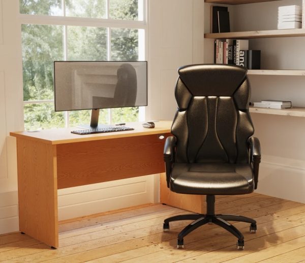 leather executive chair in office in front of office desk