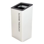 office recycling bins white with black top general waste