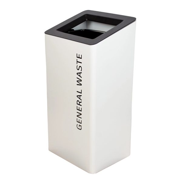office recycling bins white with black top general waste