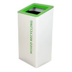office recycling bins white with green top mixed recycling