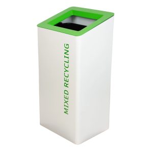 office recycling bins white with green top mixed recycling