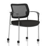 visitor chair on castors chrome frame and mesh back