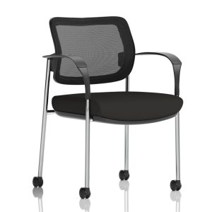 visitor chair on castors chrome frame and mesh back