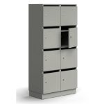 personal storage locker grey with 8 compartments