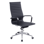 executive high back office chair in black leather and chrome frame