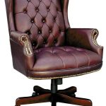 traditional leather office chair in burgundy leather. Buttoned back