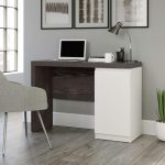 compact home office desk in charcoal ask and pearl. in home office room set with home office chair