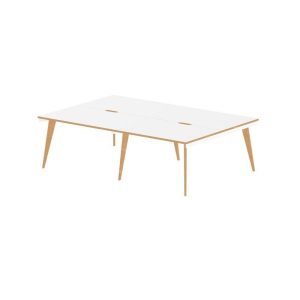 stylish bench desk with white desk top and wooden legs