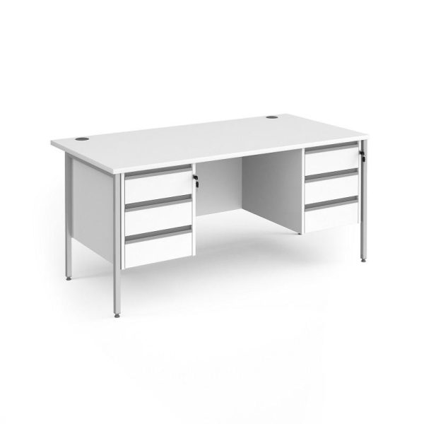 desk with 3 drawers either side. White MFC with silver leg frame