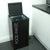 soft close top office recycling bin. Black finish with white lettering Food Waste
