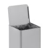 silver office recycling bin open to show bin bag