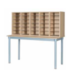 mail sorters with table 30 space pigeon hole unit on post table.