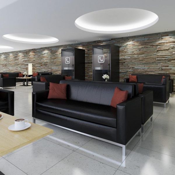 Leather Faced 2 Seater Sofa Front - Image 3