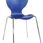 cafe chair blue plastic with chrome frame