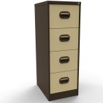 brown beige file cabinet with 4 drawers