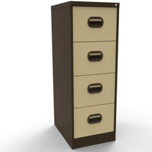 brown beige file cabinet with 4 drawers