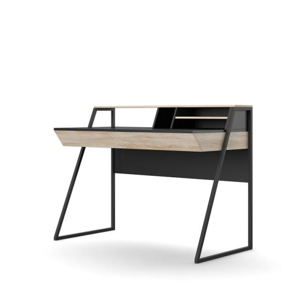 home office desk oak and black
