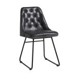 Side chair in black leather vintage style