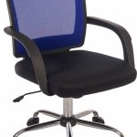 stylish mesh back chair with blue mesh back and black fabric seat