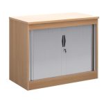 beech office cupboard with tambour doors