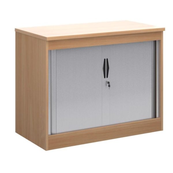 beech office cupboard with tambour doors
