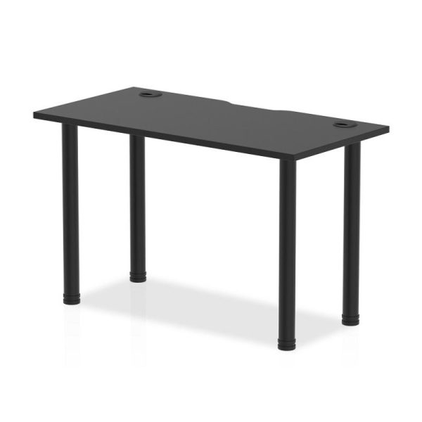 office desk with black desk top and black legs