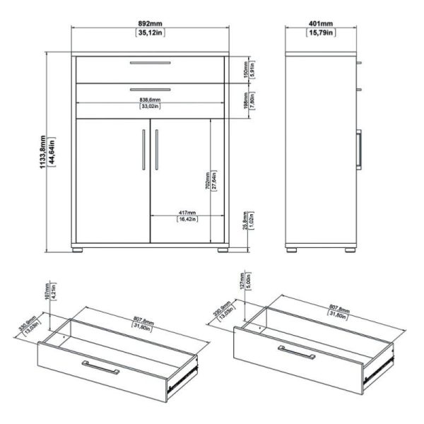 Alexis Office Storage Unit With Cupboards and Drawers White - Image 6