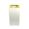 white office recycling bin with yellow top