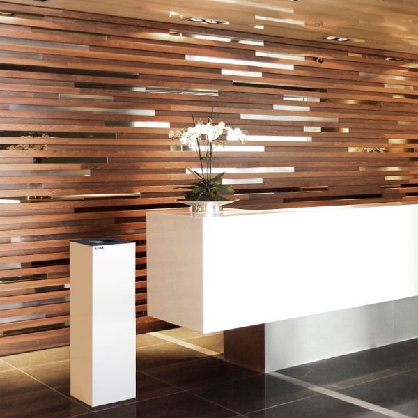 stylish white office recycling bin by contemporary white reception desk