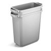grey plastic office recycling bins stack up