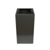 square grey office recycling bin with black top