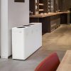 stylish white 4 section office recycling bin in cafe area