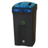 black office recycling bin with lockable blue top with 2 slots for paper