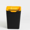 black office recycling waste bin with yellow top