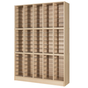floor post sorter 90 space pigeon hole in oak finish. 5 x 18 pigeon holes