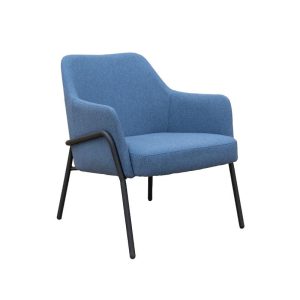 contemporary lounge chair in blue fabric