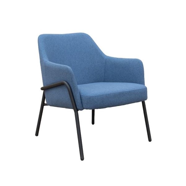 contemporary lounge chair in blue fabric