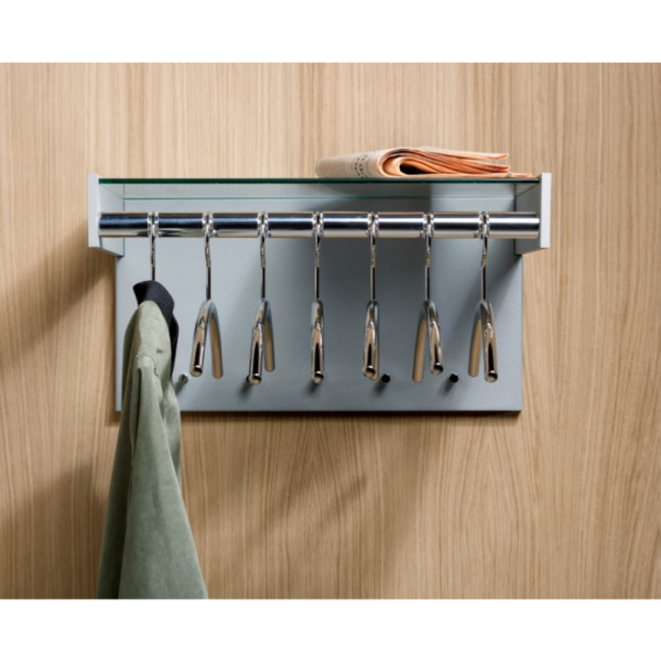 designer coat rack wall mounted in aluminium with hangers