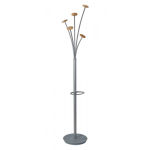 coat stand silver with wooden hooks