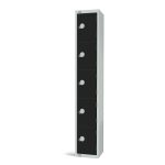 5 door locker with black doors