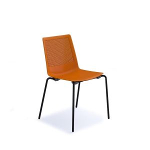 meeting chair with orange seat and black frame