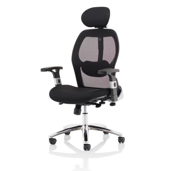 mesh back office chair with headrest black