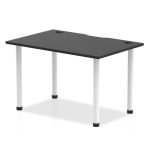 office desk with black desk top and white legs