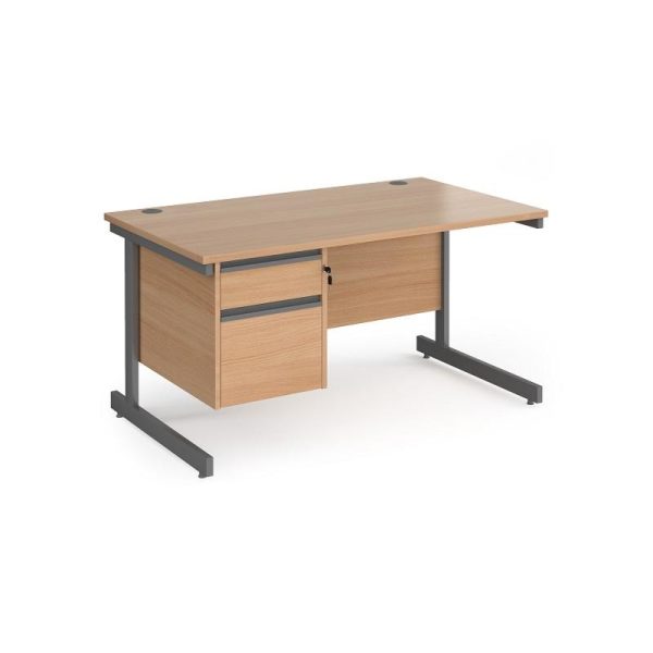 Straight Desk Maine 1400mm x 800mm Cantilever Frame With Two Drawers - Image 2