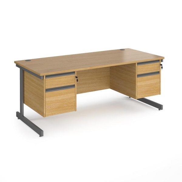 Straight Desk Maine 1800mm x 800mm Cantilever Frame With 2 x Two Drawers - Image 2