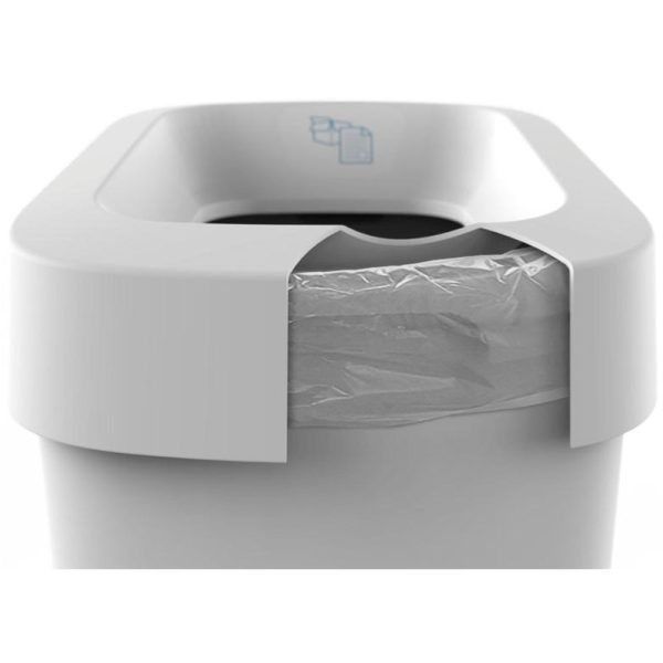 image showing how the top of the office recycling bin holds the bin bag